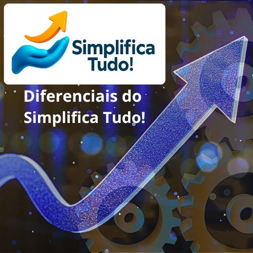 Diferenciais do Simplifica Tudo com engrenagens digitais e gráfico em alta para ganhar dinheiro online